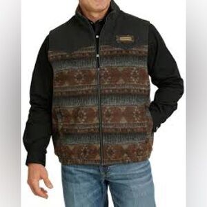 Black and Brown Geometric Wool Vest